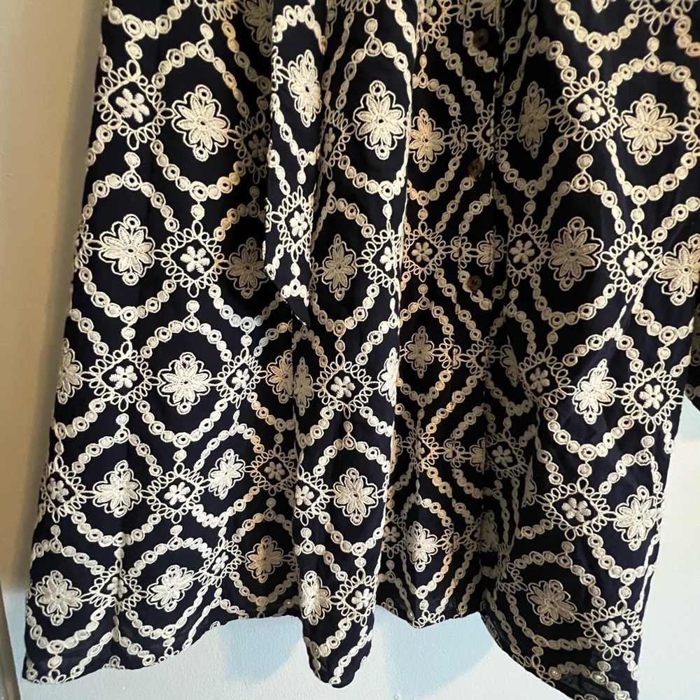 nwot sézane adele dress || marine with ecru embroidery - Picture 9 of 12